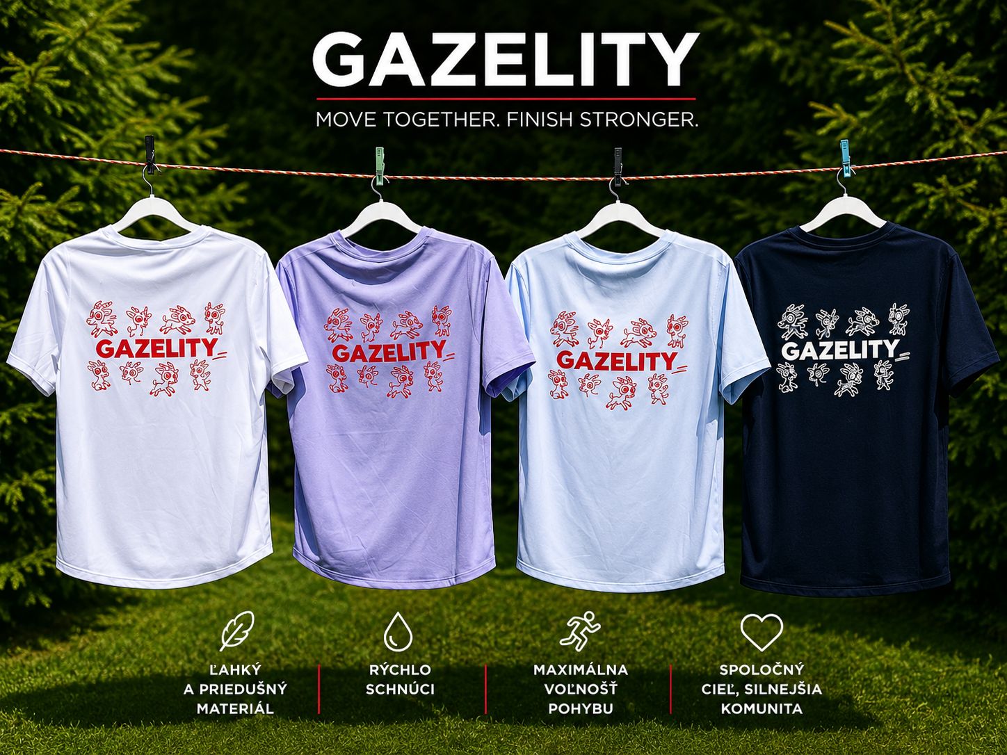 Gazelity tričká so zadnou potlačou
